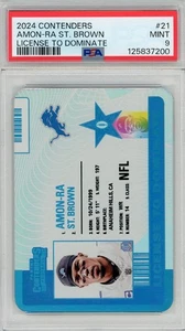 2024 Panini Contenders AMON-RA ST. BROWN Licencia para Dominar Estuche Hit SSP PSA 9 - Imagen 1 de 2
