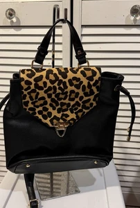 DUNE LONDON GENUINE CALF HAIR SAFFIANO LEATHER CHEETAH LEOPARD BACKPACK - Picture 1 of 8