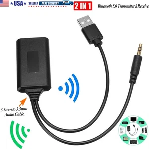 2 IN 1 Wireless Bluetooth 5.0 Transmitter Receiver Audio 3.5mm Jack Aux Adapter - Picture 1 of 8