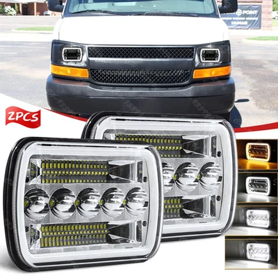 Par de faros LED 7x6 5x7 alto/bajo para camioneta de carga Chevy Express 1500 2500 3500 DOT Foto 1 de 4