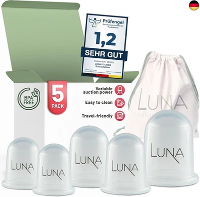 BESUCHE DEN LUNA FITLINES-STORE LUNA FitLines - 5er Set Premium Schröpfgläser Silikon in verschiedenen Größen ho