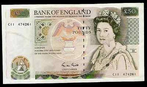 GREAT BRITAIN - BANK OF ENGLAND -  50 POUNDS - 1988 / 1991 ISSUE - P381 - AU - Picture 1 of 1