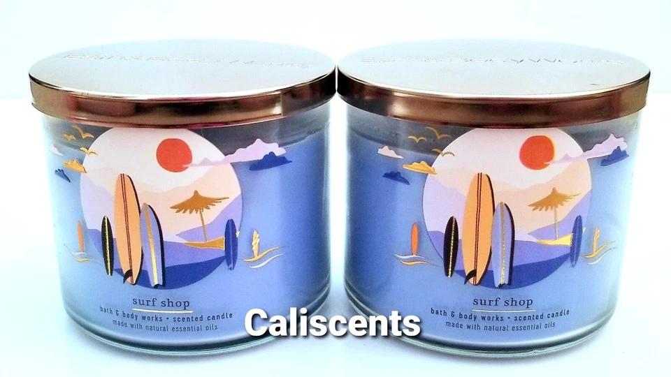 1 Bath & Body Works Surf Shop Large Scented 3 Wick Candle 14.5 Oz