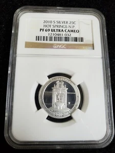2010 S Silver 25c Hot Springs N.P. Quarter NGC PF69 ULTRA CAMEO - Picture 1 of 2