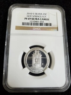 2010 S Silver 25c Hot Springs N.P. Quarter NGC PF69 ULTRA CAMEO - Image 1 of 2