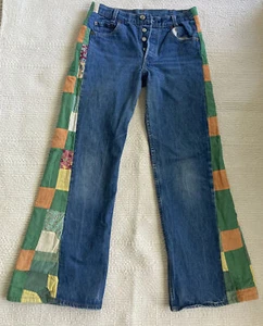 Vintage Levi Strauss USA 26x30 701 Patches Flare Denim Jeans Pants Button - Picture 1 of 17