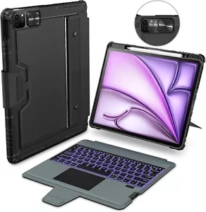 Nillkin Case with Keyboard for iPad Air 13 inch iPad Pro 12.9" 2024 Track Pad - Picture 1 of 8