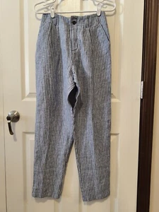 Garnet Hill Blue White Chambray Flax Linen Pull On Pants Women’s Size 4 - Picture 1 of 5