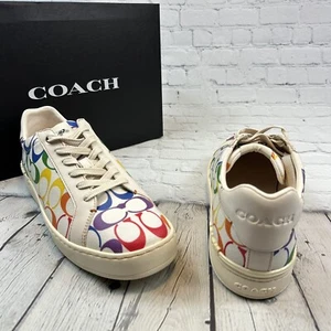 Scarpe Coach Uomo Sneakers Clip Basse Arcobaleno Allacciate Taglia 12D - Foto 1 di 11
