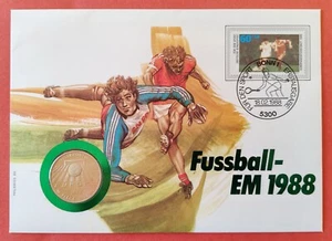 Polen 200 Złotych 1987 PP PRÓBA Fußball-Europameisterschaft 1988 Coin Cover TOP - Bild 1 von 5