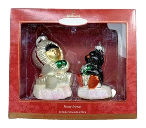 2000 Frosty Friends Hallmark Keepsake Ornament Blown Glass Set of 2 - Picture 1 of 7