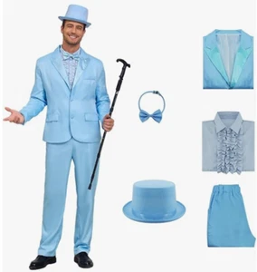 Harry Costume Adults Dumb & Dumber Blue Suit Halloween Costume Men XXL DEFECTS - Picture 1 of 21