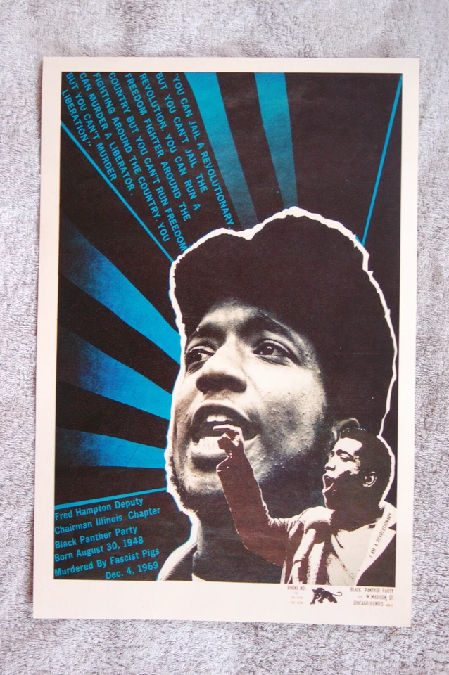 Fred Hampton Political Tribute poster 1969 Black Panther Party  - image 1 of 1
