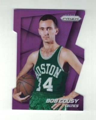 BOB COUSY 2014-15 Panini Prizm PURPLE DIE-CUT REFRACTOR #32/139 Boston Celtics - Image 1 of 2