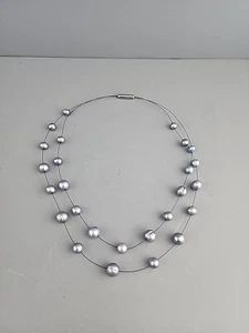 Collar Honora Perla Gris Cultivada 2 Hilos 19.5" - Imagen 1 de 2