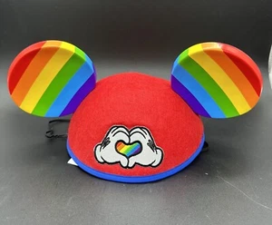 Disney Mütze Erwachsene Einheitsgröße rot Regenbogen Mickey Ohren Stolz LGBTQ + Liebe Herz neu - Bild 1 von 6