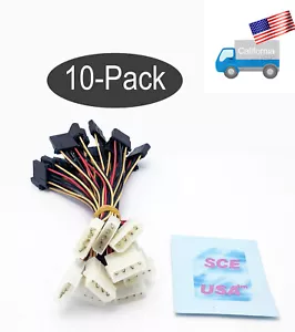 10-Pack: NEW Internal Power Supply 4Pin Y-Adapter Cable Molex PC Peripheral Plug - Picture 1 of 14