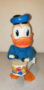 Vintage Donald Duck Aufzieh-Schlagzeuger Spielzeug Gummi & Kunststoff funktioniert - Bild 1 von 8