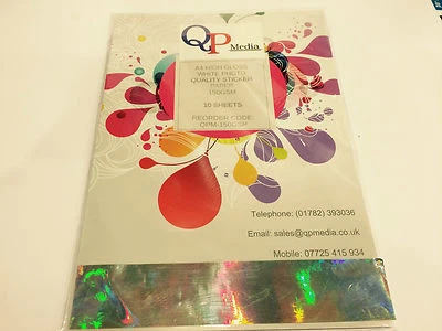 10x A4 PREMIUM GRADE 150GSM WHITE HIGH GLOSS SELF ADHESIVE STICKER PAPER INKJET - Image 1 of 4