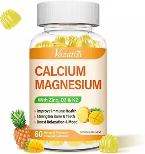 Calcium Magnesium Zinc Gummies with Vitamin D3 and K2, High Absorption Magnesium - Picture 1 of 7