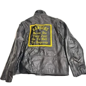 Vintage Biker Motorcycle Jacket Front Buckle Leather Perfecto Style Zip Rider - Picture 1 of 13
