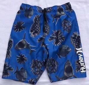 Boys Hurley Board Swim Shorts Blue Shark 7/8