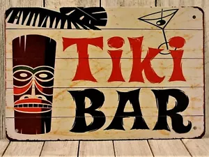 Tiki Bar Aloha Tin Sign Beach Party Decor Man Cave Hawaii Hawaiian - Picture 1 of 4