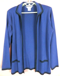 SC001091- EXCLUSIVELY MISOOK Women Cardigan Open Padded Shoulder Blue Black PS - Imagen 1 de 10