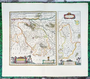 XVII ème - Loudunais Mirabelais Belle Carte par Janssonius 59x51 cm Editée 1638 - Imagen 1 de 7