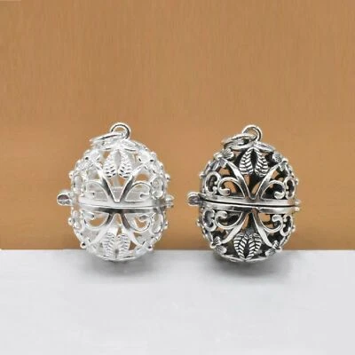 925 Sterling Silver Locket Pendant Hollow Egg Memory Box for Necklace - Image 1 of 4