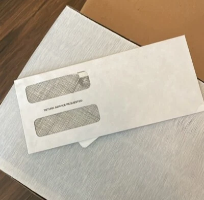 500 Count #10 Double Window Security Envelopes Gummed 4.125 x 9.5in - Image 1 of 2