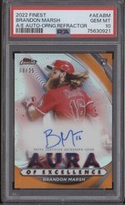 BRANDON MARSH PSA 10 2022 TOPPS FINEST ROOKIE AURA ORANGE REFRACTOR AUTO 8/25 RC