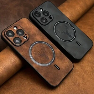 Faux Leather iPhone 16Pro case 1 Black and 1 Brown - Picture 1 of 7