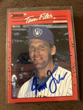 Tom Filer - Milwaukee Brewers 1990 Donruss AUTOGRAPHED