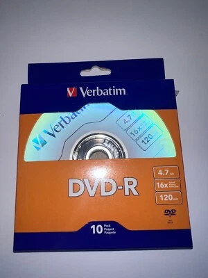 New Verbatim DVD-R 10 pack 4.7GB, 16X,  120 min free ship - Image 1 of 4