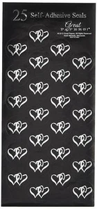 Great Papers! Black & Silver Double Hearts Seals, 1" Diameter, 25 Count - Picture 1 of 2