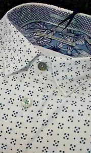 Camicia a maniche corte nuova con etichette Ted Baker uomo 6 (2XL) con bottoni forme astratte/tasca - Foto 1 di 12