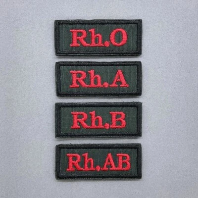 blood type patch red green black rim ripstop embroidered compatible military - Image 1 of 4