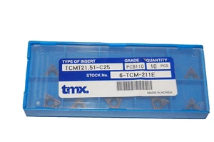 10 insertos de carburo de torneado de acero inoxidable y súper aleación Tmx TCMT 21.51-C25, PC 8110 - Imagen 1 de 2