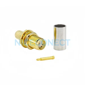 10x conector de mamparo conector hembra (pin macho) conector para cable RG58 RG142 LMR195 - Imagen 1 de 3