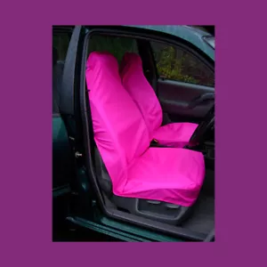 Pair Bright Hot Pink Waterproof Car Van Universal Front Seat Covers UK Made - Picture 1 of 3