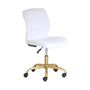 Home Office Plush Velvet Swivel Chair Upholstered Adjustable Modern Seat WHITE - Picture 1 of 5