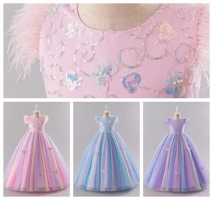 HOT Butterfly Kids Girl Lace Princess Dress Party Wedding Birthday Bridesmaid - Picture 1 of 37