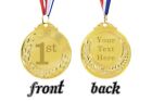 Personalised Engraved Gold Coloured Metal Medals with Ribbon 1st Sports Trophy