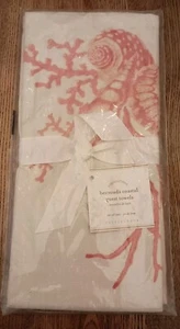 Pottery Barn Foundations Bermuda Coastal Seashells 2 Piece Guest Towel Set  - Picture 1 of 3
