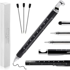 Penna Multifunzione 6 In 1, Regalo NATALE, Impugnatura Facile, Acciaio, Nero - Imagen 1 de 7