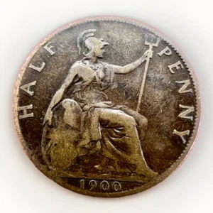Great Britain 1900 Half Penny  Queen Victoria KM#789 5.34gr L300 - Picture 1 of 2