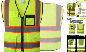 Reflective Mesh Safety Vest for Men Women with 8 Medium 1 Ekhmesh-yellow - Picture 1 of 7