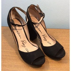 American Rag Areetafr Womens Size 8 Ankle Strap Black Chunky High Heels Open Toe - Bild 1 von 6