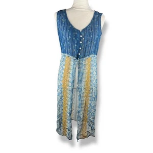 Rene Derhy Tunic Dress Womens Size Medium Sheer Indie Resort Boho Artsy Vintage - Picture 1 of 17